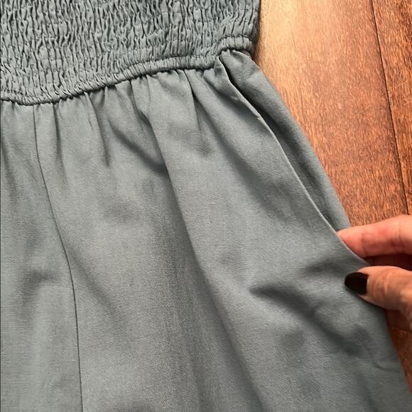 Pink Lily Linen Blend Jumpsuit with Ruffle Straps and Smocked Chest, Size Small - Picture 5 of 10